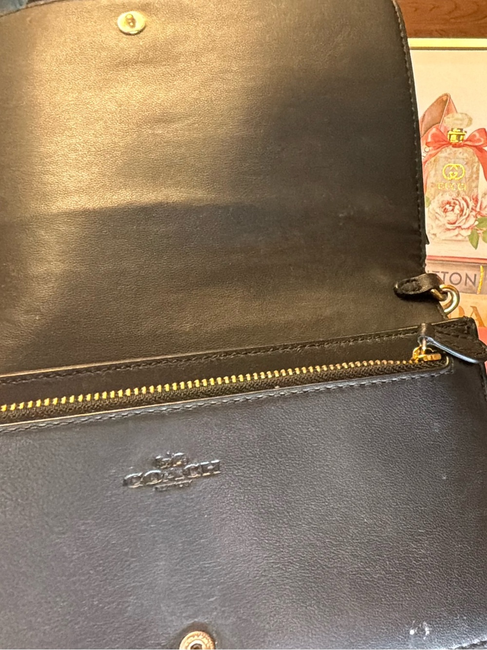 Coach Brown/Black Signature Crossbody Wallet - Picture 3 of 14